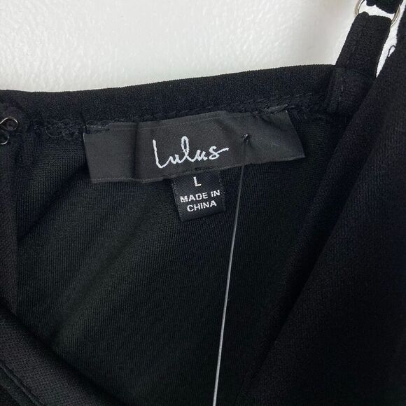 NWT Lulus Shape the Night Black Asymmetrical Midi Cocktail Dress Elegant Sexy L - Picture 3 of 11